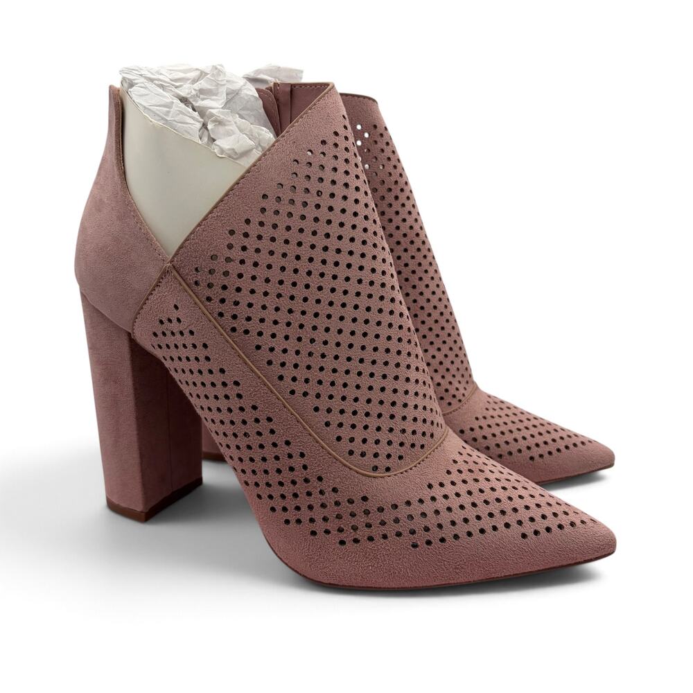 Kittenish Womens Ankle Boots Size 9.5 Desert Rose Stretch Faux Suede High Heeled